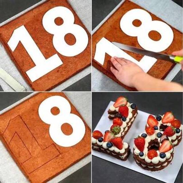 SHEIN 9pcs 10-Inch Cake Decorating Number Stencil Set, 0-8 Digit Cake Mold Board, Confectionary Maker DIY Tools For Birthday Cake, Pastry And Baking Supplie