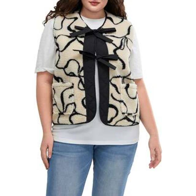 SHEIN Women Vest Elegant Sleeveless Tie-Up Contrast Color Outwear Gilet For Casual Streetwear