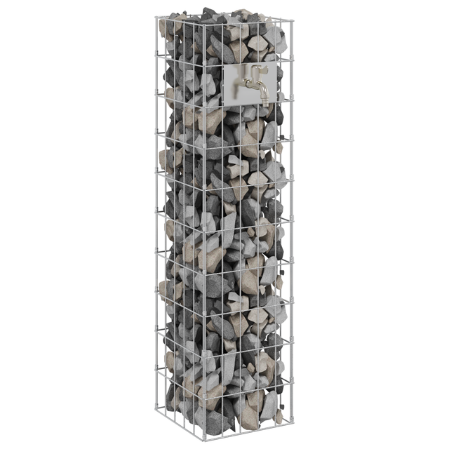 vidaXL Gabion Column Silver 25 x 25 x 100 cm Stainless Steel