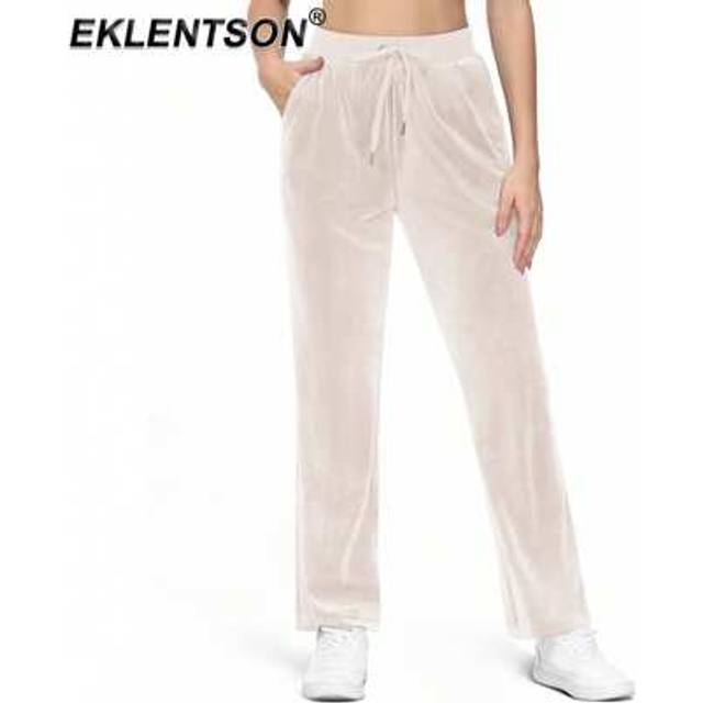 FASBUCO Women&#39;s Fleece Lined Pants Elasticated Waist Active Running Bottoms With Pockets Winter Warm Jogger Track YogaTrousers