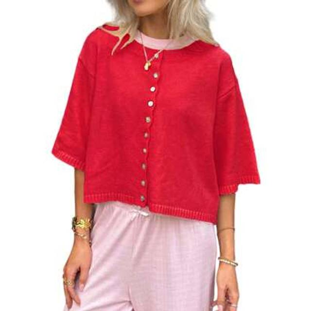 SHEIN Women Fashion Cardigan Solid Color Buttons Front Elbow Sleeve Sweater Fall Casual Soft Knit Coat