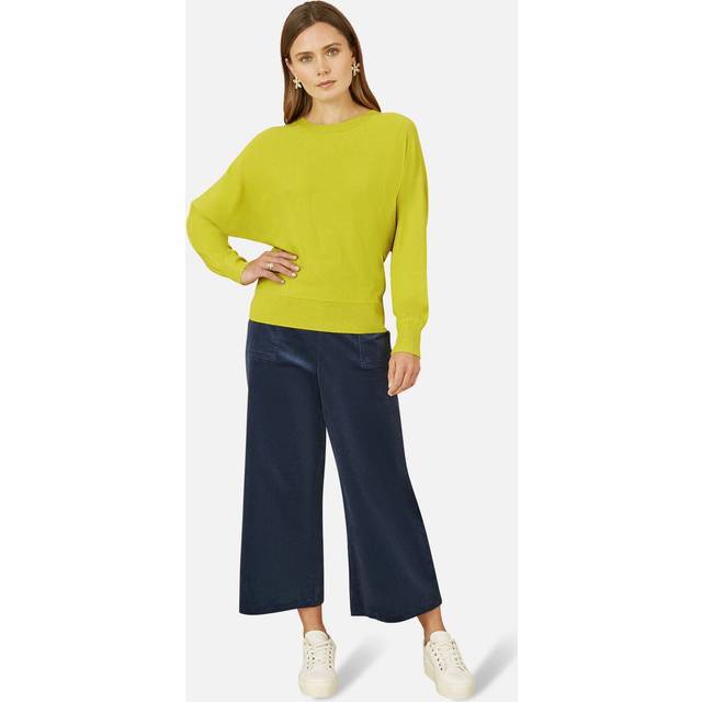 Yumi Womens Lime Knitted Batwing Jumper - Lime Green - Size Large