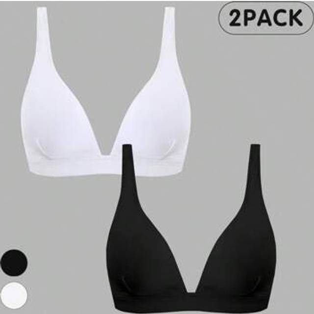 SHEIN Women Deep V-Neck Solid Color Everyday Fitness Sports Bra
