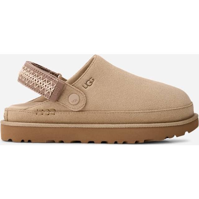 UGG® Goldenstar braid Clog in Brown, Size 6, Suede/Polyester - Mustard Seed
