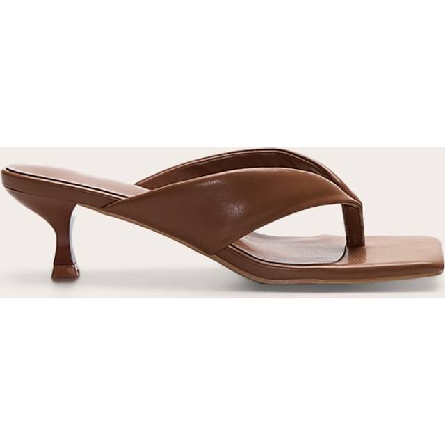 Tan Pu Padded Toe Thong Square Toe Mule, Tan. - 8