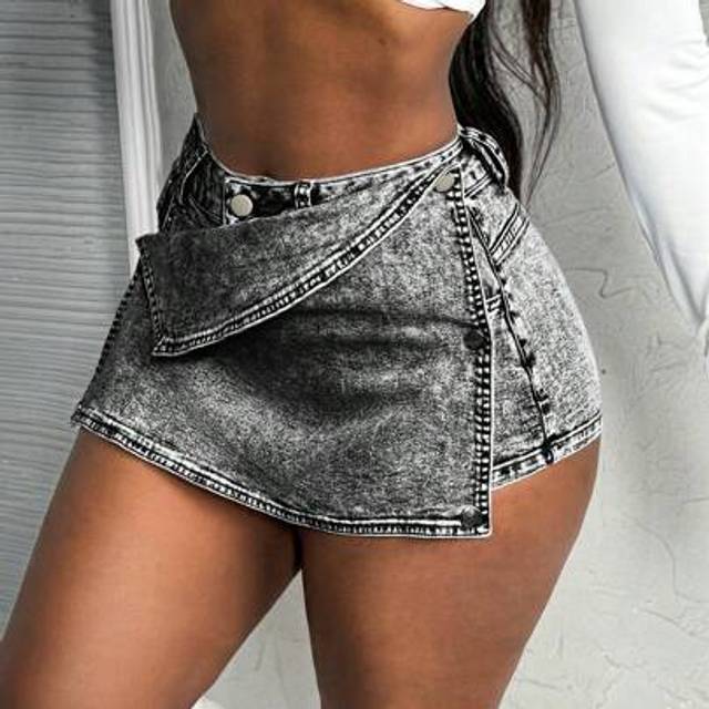Slaydiva Women&#39;s Denim Shorts Sexy Tight Stretch Culottes Blue Shorts Summer For Women Valentines Summer Clothing