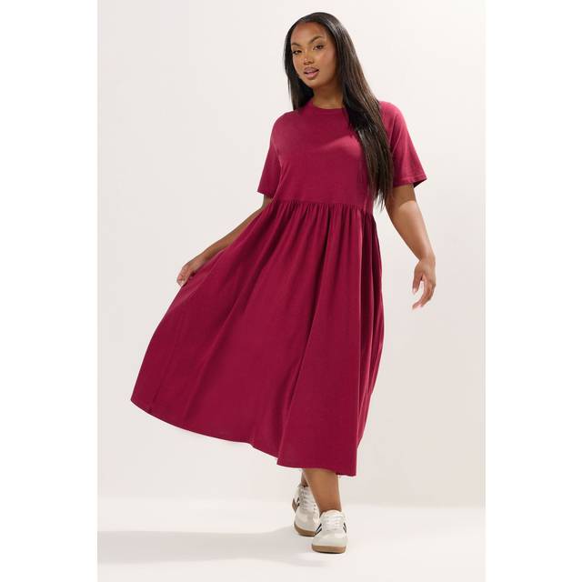 Yours Curve Red Throw On Smock Dress, Women's Curve & Plus Size, Yours - 26-28