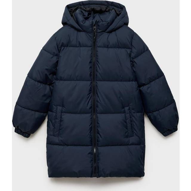 Long coat with padded lining navy - Kids - 7 - MANGO KIDS - Navy