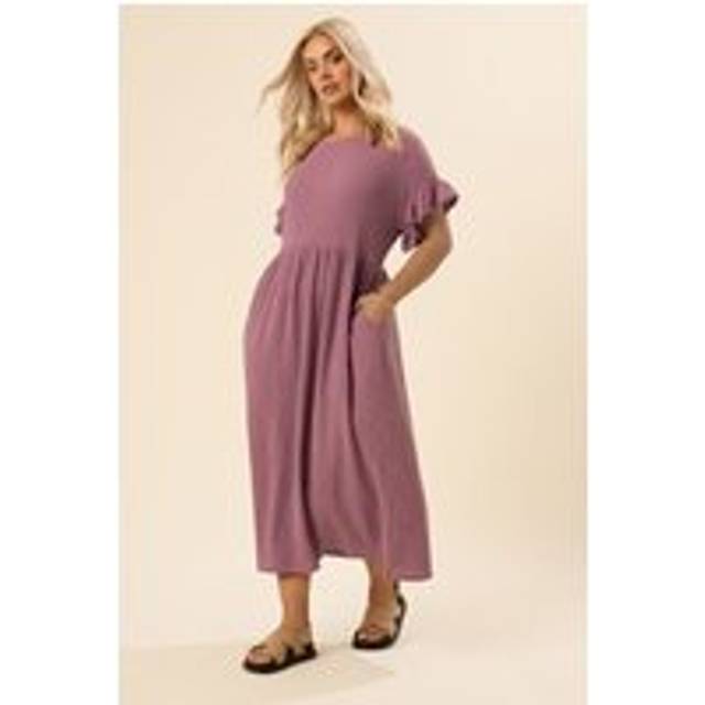 Yours Curve Pink Frill Textured Maxi Dress, Women's Curve & Plus Size, Yours - 30-32
