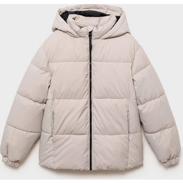 Hood quilted coat sand - Kids - 7 - MANGO KIDS - Sand