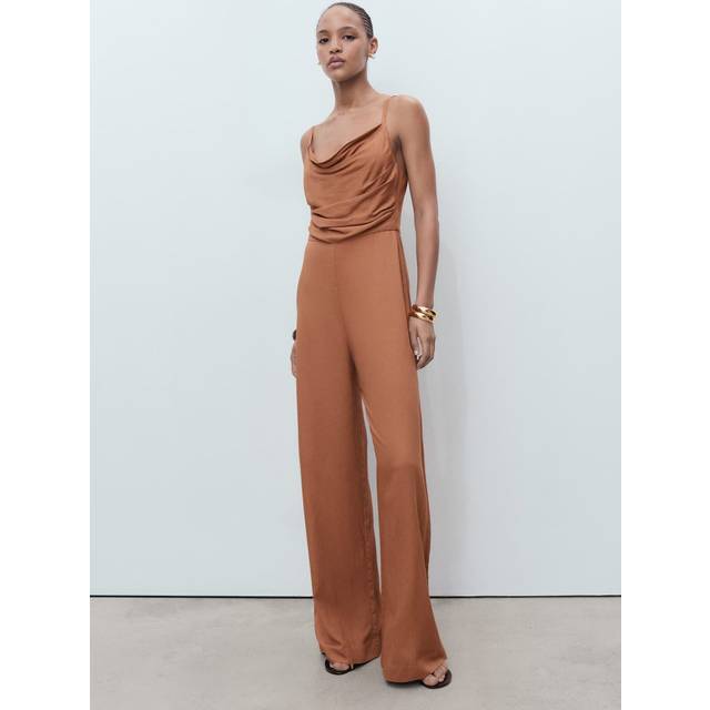 Mango Ricky Cowl Neck Jumpsuit, Brown
