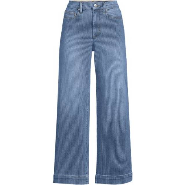 Petite Wide Leg Cropped Jeans, High Waisted - Blue - 8