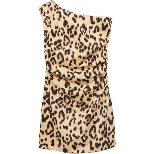 Mango Bernie Animal Print Mini Dress, Light Beige