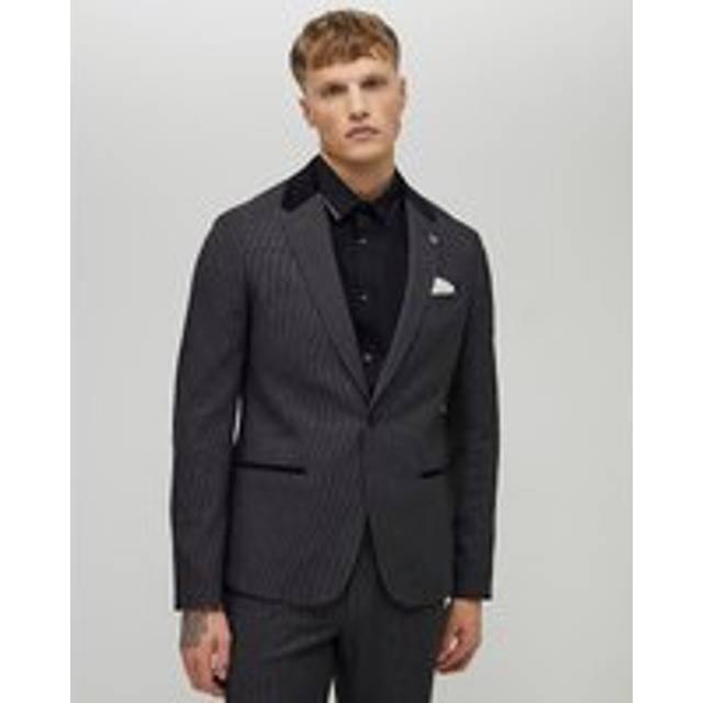 Mens River Island Grey Skinny Fit Check Suit Jacket - 48S