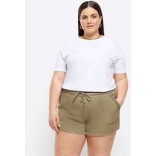 River Island Womens Plus Khaki Lyocell Drawstring Shorts - 20