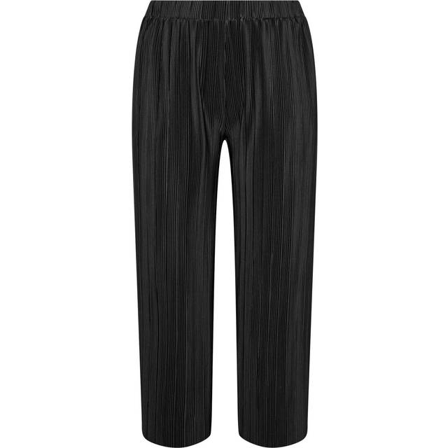 Yours Curve Black Plisse Wide Leg Trousers, Women's Curve & Plus Size, Yours - 14