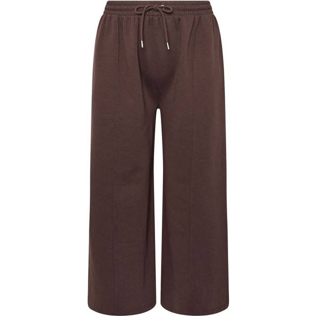 Yours Curve Chocolate Brown Wide Leg Joggers, Women's Curve & Plus Size, Yours - 26-28