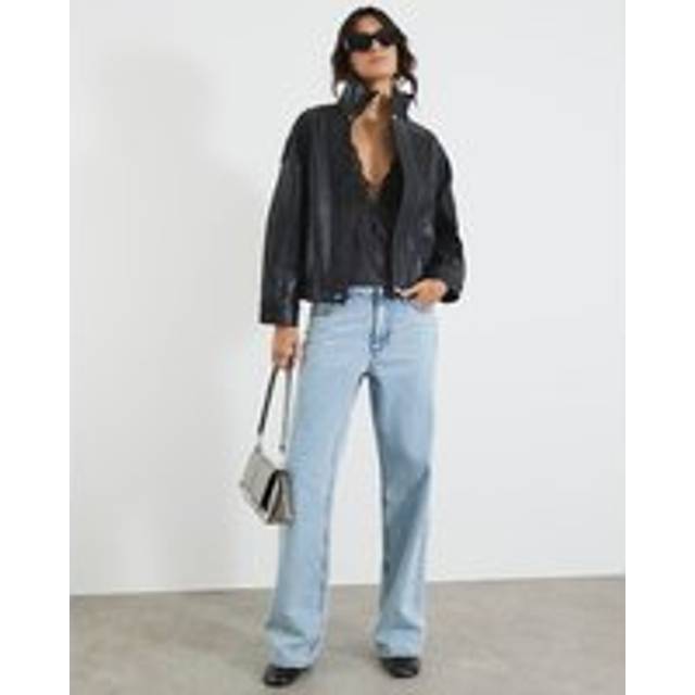 River Island Womens Black Faux Leather Funnel Neck Biker Jacket - M