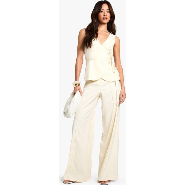 Womens Tall Linen Look Tailored Trouser - Ivory - 14