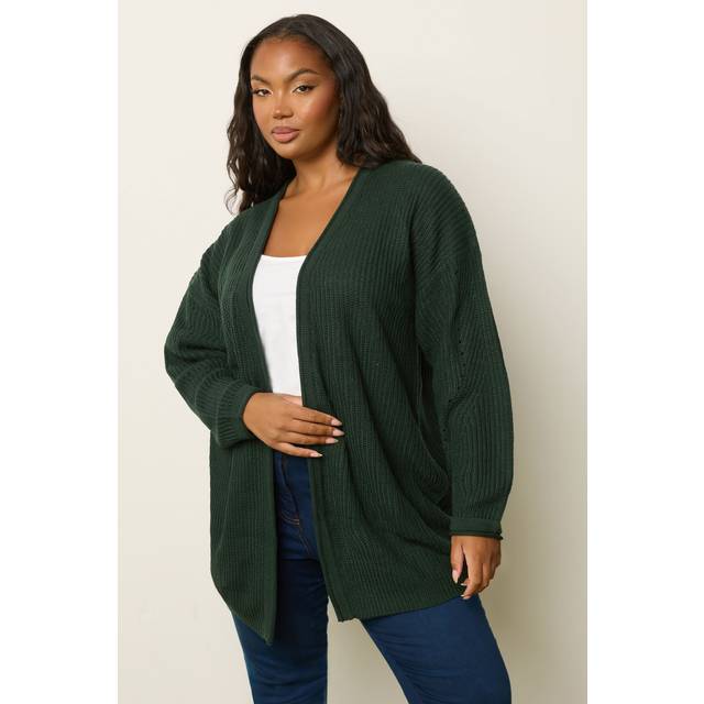 Yours Curve Forest Green Knitted Cardigan, Women's Curve & Plus Size, Yours - 26-28