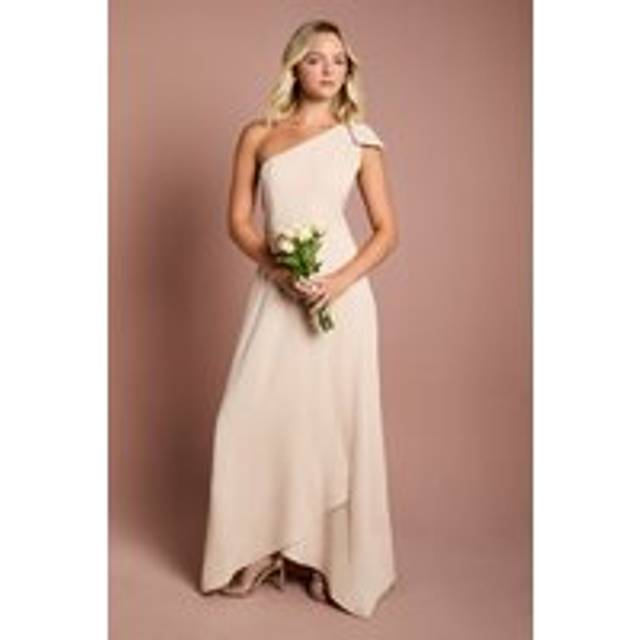 Teen Coast One Shoulder Bow Bridesmaids Dress - Champagne - 15-16 Years