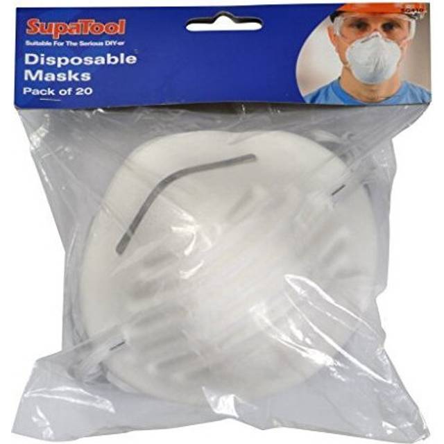 SupaTool 20 Disposable Face Dust Masks Non Medical Elasticated Pollen Dust Protection - One Size