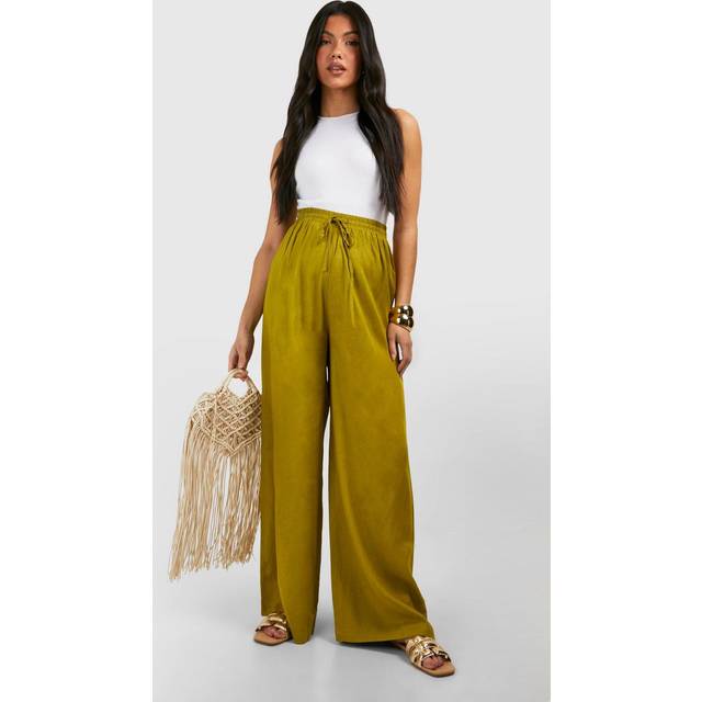 Womens Maternity Linen Look Straight Leg Trouser - Green - 8, Green