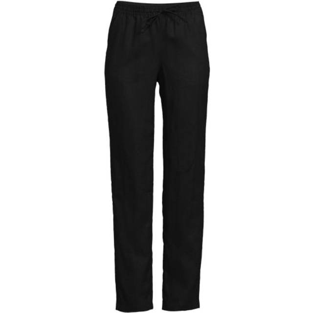 Lands' End Women's Relaxed Tapered Pull On Linen Trousers in Black | Size: 14-16
