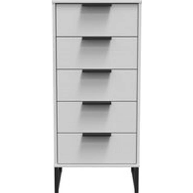 Fuji 5 Drawer Tall Bedside (Ready Assembled) - Grey - One Size