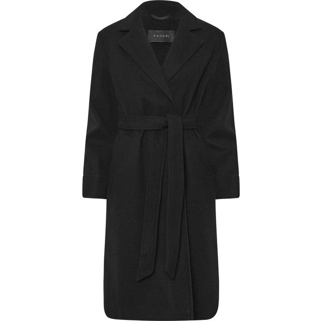 Pixiegirl Petite Black Wrap Belt Coat 16 Pixiegirl | Petite Women's Jackets