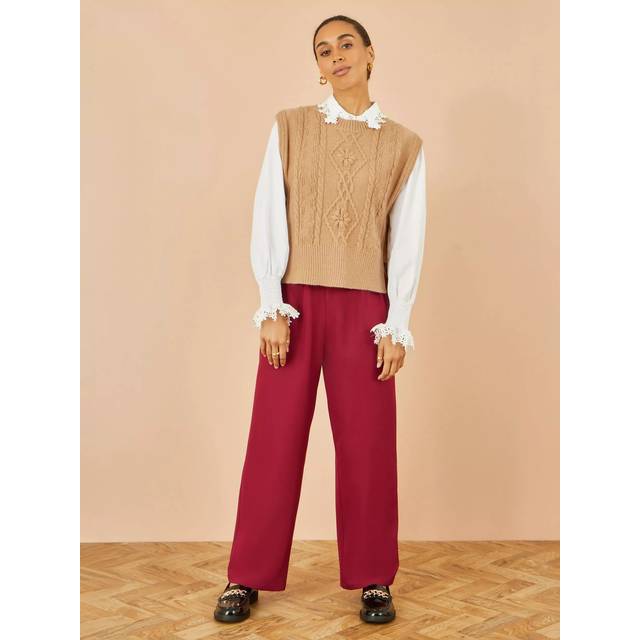Yumi Burgundy Wide Leg Trousers - 12
