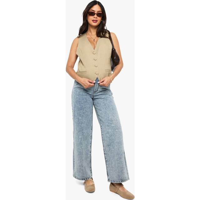 Womens Maternity Over The Bump Wide Leg Jeans - Blue - 14