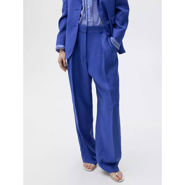 MANGO Wideleg Pleated Suit Trousers Dam Kostymbyxor Stl. 36 - Från Magasin - Medium Blue (36)
