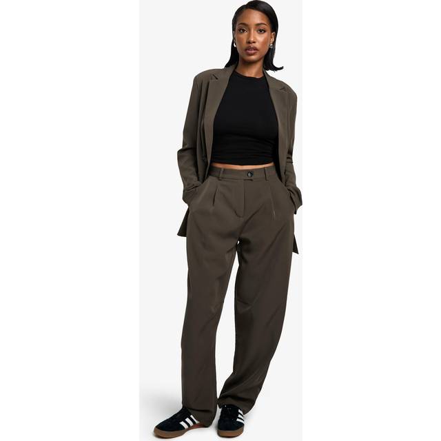Womens Woven Tailored Barrel Leg Trouser - Grey - 14, Grey