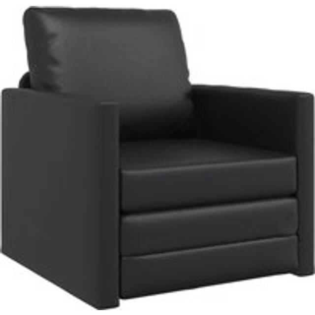 vidaXL Floor Sofa Bed with Cushion Black 74 x 77 x 81 cm Faux leather