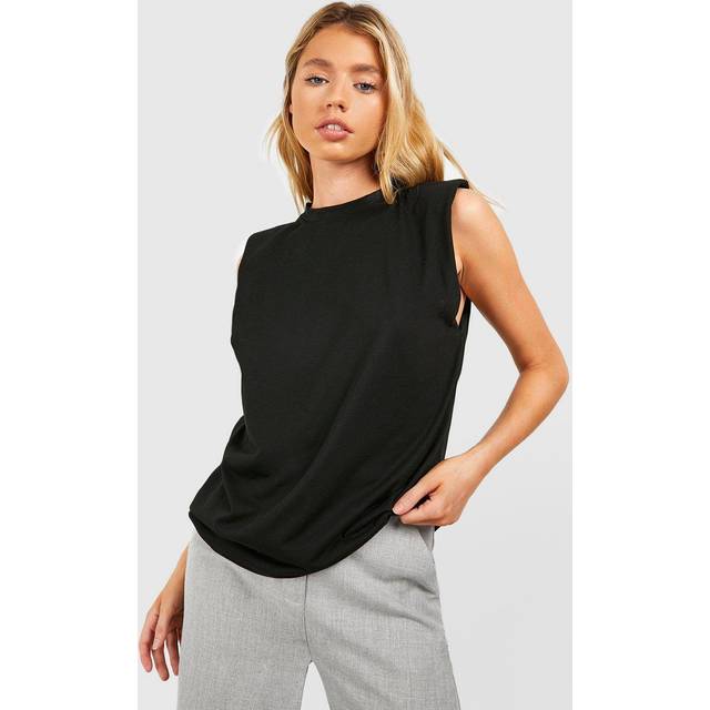 Womens Shoulder Pad Oversized Tshirt - Black - 6, Black