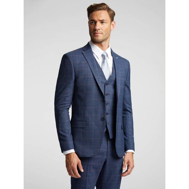 Ted Baker Slim Fit Blue and Mauve Check Men's Suit Jacket - 44S
