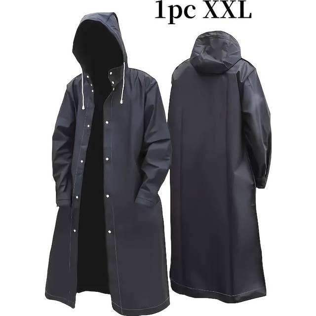 TEMU 1pc High Quality Hooded Raincoat For - Thickened Full-length Outdoor Cycling, Hiking, Fishing & Mountaineering Gear, Durable Coverage Rainwear, Hand Washable, Camping Raincoat, Thickened Design
