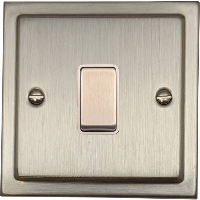 G&h Tsn205 Trimline Plate Satin Nickel 1 Gang Intermediate Rocker Light Switch