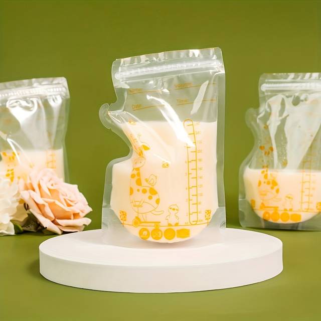 TEMU 60 Breast Milk Storage Bags, 8oz Nursing Pouches With Spout For Expressing And Feeding, Self-standing Flat Design To