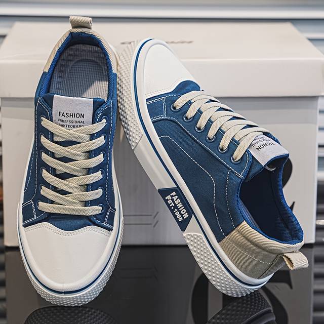 TEMU Men's Fashion Sneakers - Casual Canvas Sneakers With Lace-up Closure, Comfortable For Street, Hiking & Outdoor Activities, Footwear, Casual Footwear | Laceup Sneakers | Comfortable Footwear