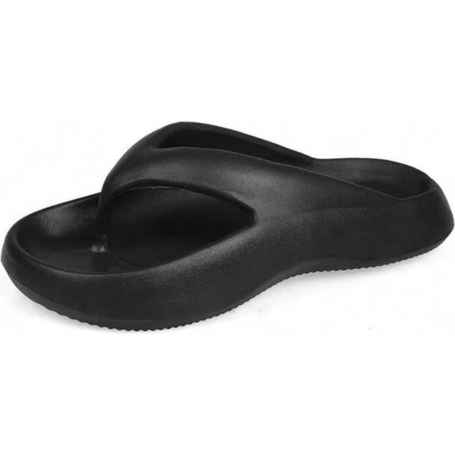 (black, 40-41) QYCKABY Fashion Women Beach Flip Flops Thick Sole Wedge Heels Sandals Girls Outdoor Slides Non-Slip Homes Slippers New Flip-Flop