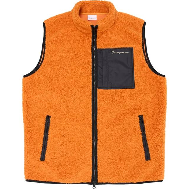 Knowledge Cotton Apparel Men's Teddy Fleece Vest Desert Sun, L