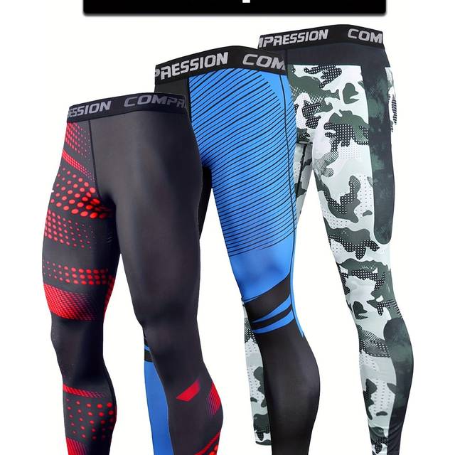 TEMU 3pcs Men's Sports Base Leggings Pattern Color Random Outdoor Exercise Exercise Fashion Breathable Non-tight In The Exercise To Comfortable Heart Pleasant Single Leggings