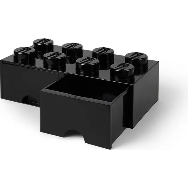 LEGO Storage Brick Drawer 8 - stor förvaringskloss med 2 lådor - 50 x 25 cm - black