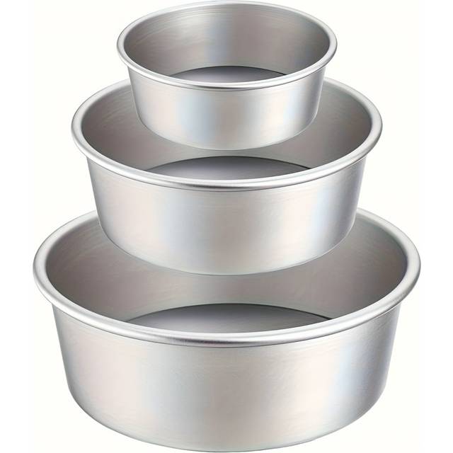 TEMU 3pcs Cake Pan Set 4/6/8inch Aluminium Cake Mold With Removable Bottom Round Cake Baking Pans Kitchen Tools