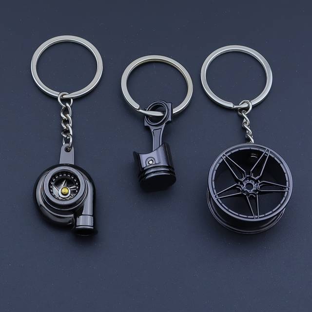 TEMU 3pcs Alloy Car Keychains - Piston, Turbo, Wheel Design, Unique Automotive Accessories For Car Enthusiasts, Ideal Gift For , Car Keychain Accessories | Unique Keychain Design | Durable Alloy