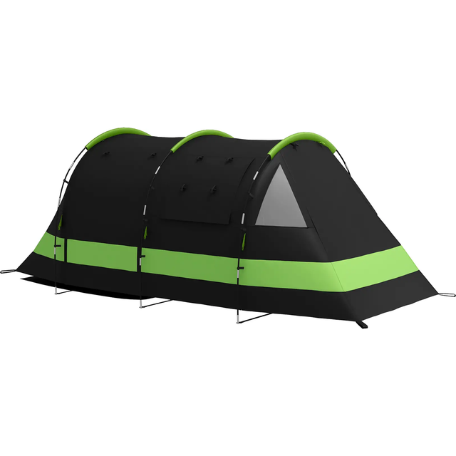 Outsunny Blackout Camping Tent or 4-5 Person - Black, Black