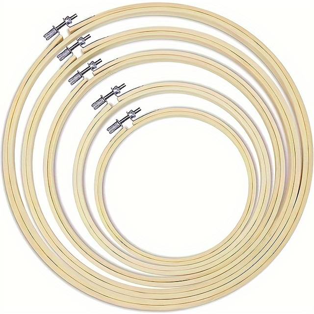 TEMU 5pcs Round Embroidery Hoop, Bamboo Circle Embroidery Hoop, 5 Inches To 10 Inches Embroidery, Suitable For Embroidery And Embroidery