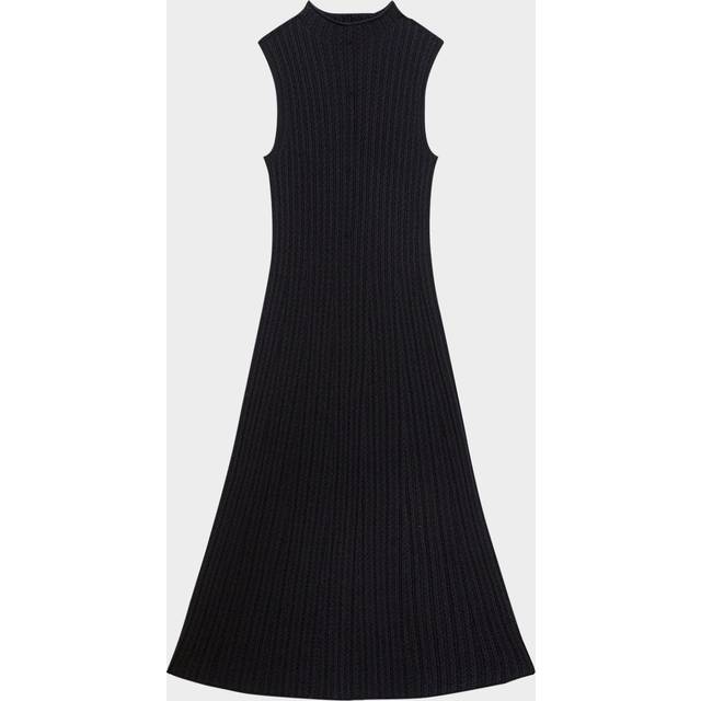 Sleeveless Cable-Knit Midi Dress - black - X-Small